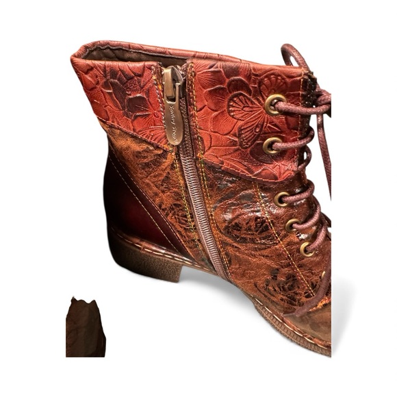 L'Artiste by Spring Step Leather Lace-Up Boots - Fallinluv Brwn EU 41 US 9.5-10 - Picture 7 of 11